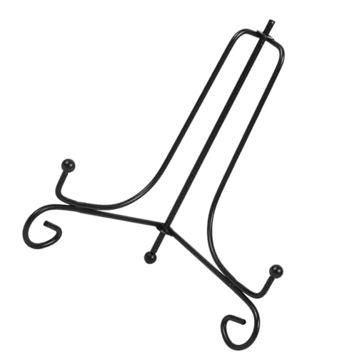FILFEEL Iron Easel Classic Display Stand for Bowl Plate Photo Frame Book Artwork Black, Made of Quality Iron, Suitable for Home Decor or Store Display (metal 2)