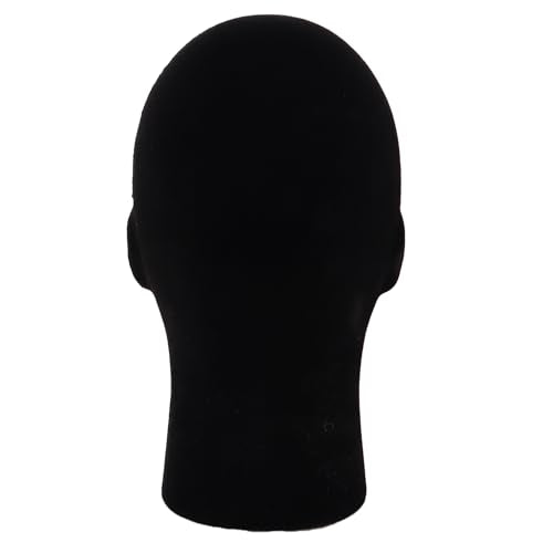 MapofBeauty Black Velvet Foam Mannequin Head Male Display Stand Styrofoam Wig Head (Black)