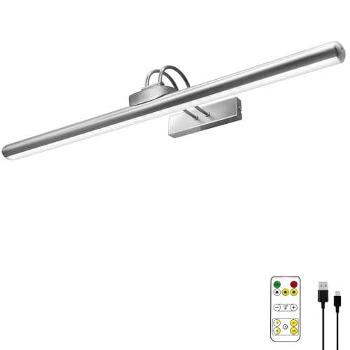 26" Wireless Picture Lights, Rechargeable Battery Art Display Light with Remote Control, Dimmable/Timer Off Dartboard Light, 3 Lighting Modes Full Metal Painting Display Lights (Nickel-1 Pack) - color: Nickel-1 Pack