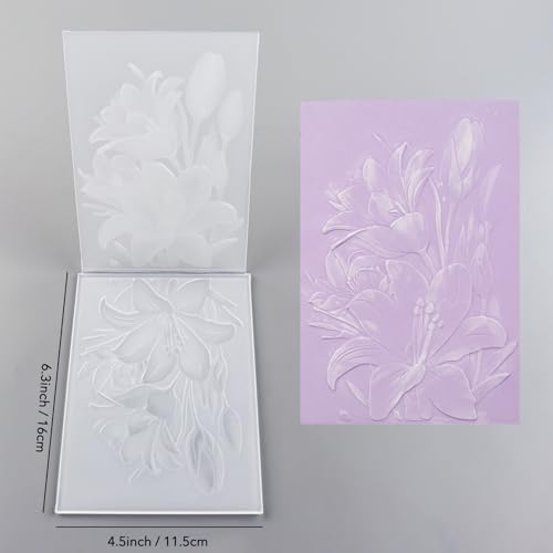 Briartw 3D Embossing Folder for Card Making,Lily Flowers Clear Plastic Texture Fades Embossing Folder Template for Scrapbooking and Other Paper Craft Album Stamps DIY Decoration - color: Lily Flowers