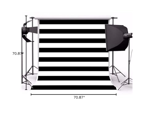 AOFOTO 6x6ft Black and White Striped Photography Backdrop Streak Textured Background Adult Elder Girl Boy Birthday Party Decoration Vinyl Wallpaper Portrait Photo Studio Props Baby Shower Banner - size: 6x6ft