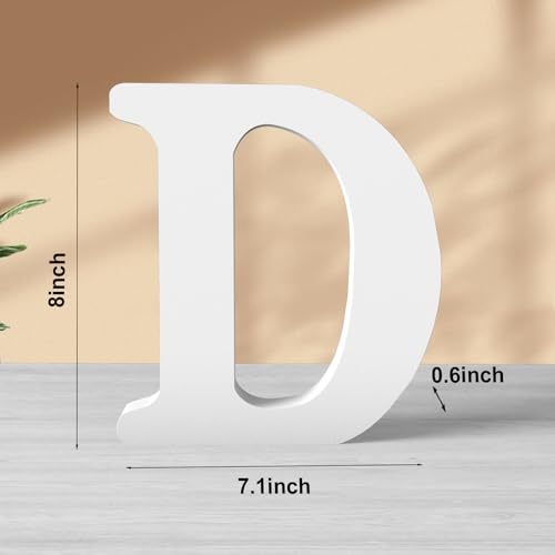 8 Inch White Wood Letters Unfinished Wood Letters for Wall Decor Decorative Standing Letters White Block Letters for wall Decoration for Craft Home Party Projects (D) - color: White-D, size: 8 inch