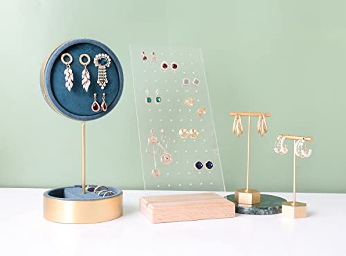 Beech earring display for selling jewelry, wooden earring holder for studs display, small jewelry studs display board for show【Wood stand with acrylic board-Beech】 - color: White, size: Small