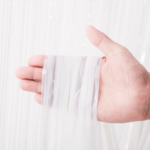 Voircoloria 2 Pack White Tinsel Foil Fringe Curtains, White Party Decorations, Metallic Tinsel Party Streamers Backdrop for Birthday Baby Shower Graduation Wedding Anniversary Party Decorations - color: White