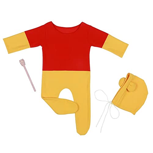 Newborn Photography Baby Photo Shoot Props Bear Boys Girls Cap hat and Footie Romper Suit Outfit Set - color: Color-1
