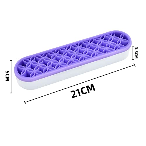 2 PCS Multi-Purpose Cosmetic Storage Box, Desktop Organizers Silicone Make Up Brush Storage Stand, Desktop Storage Box for Eyeliner Pencil, Art Supplies, Painting Brush (Purple) - color: Purple