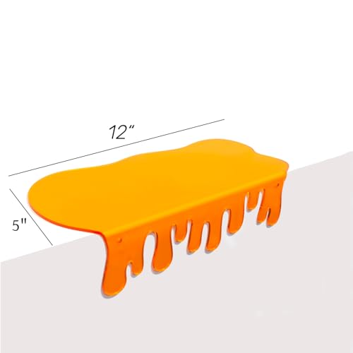 SetGame 2-Pack Acrylic Small Wall Shelves - 12 Inch Floating Shelf for Walls, Home Wall Display Ledges for Storage, Room Décor, Small Album & Items Organizer Display Dripping Wall Decor - color: Orange, size: 12 Inch