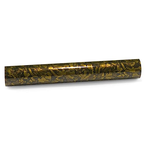 2pcs 4"x8" (10cmx20cm) Sample Golden Yellow PET Marble Forged Carbon Fiber Textured Gloss Vinyl Wrap Auto Car Sticker Decal Film Sheet Bubble Free Air Release Technology - color: Golden Yellow, size: 2pcs 4"x8" (10cmx20cm) Sample