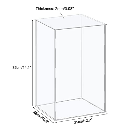 MECCANIXITY Acrylic Display Case Plastic Box Cube Storage Box Clear Assemble Showcase 12.2x10.2x14.1 Inch for Collectibles - size: 12.2x10.2x14.1 Inch