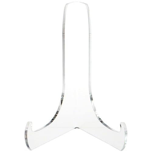 Plymor Clear Acrylic 60-Degree Angle Easel With Shallow Support Ledges, 7.5" H x 5.75" W x 4.75" D (2 Pack) - size: 7.5" x 5.75" x 4.75"