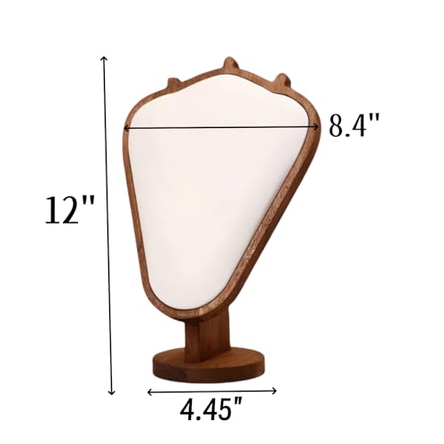 Walnut Color Body Wood Necklace Display Stand with White Leather Soft Mat Necklace Holder Organizer Desktop Stand for Home Store Dresser-4.45"x8.4"x12" - color: Walnut-White, size: 4.45"x8.4"x12"