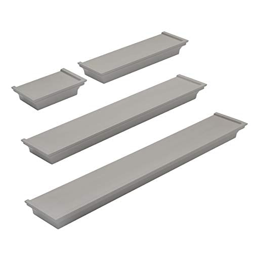MELANNCO Floating Wall Shelves for Bedroom, Living Room, Bathroom, Kitchen, Nursery, Set of 4, Gray, 4 Count - color: Grey, size: Set of 4 (24, 20, 12, 6 Inch), style: Arlington