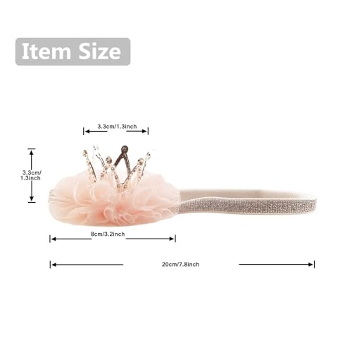 Nishine 1.3"x1.3" Mini Baby Girl Tulle Crown Headband Toddler Princess Crown Tiaras Birthday Photography (Silver, Elastic) - color: Silver