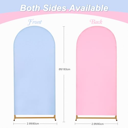 Arch Cover 6ft Double-Sided Arch Backdrop Cover Spandex Wedding Arch Stand Cover for Party Birthday Baby Shower Bridal Gender Reveal Boy or Girl Decoration(Double Color,Pink&Blue) - color: Pink+Blue, size: 2.6ftx6ft