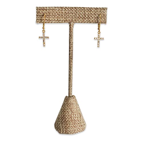 6Pcs Set Earring T Stand Display Set, Jewelry Display Stand for Showroom and Tradeshow Showcase Displays, various materials, 4 1/2 H in; 5 3/4 H in; 6 3/4 H in (Burlap) - color: Burlap