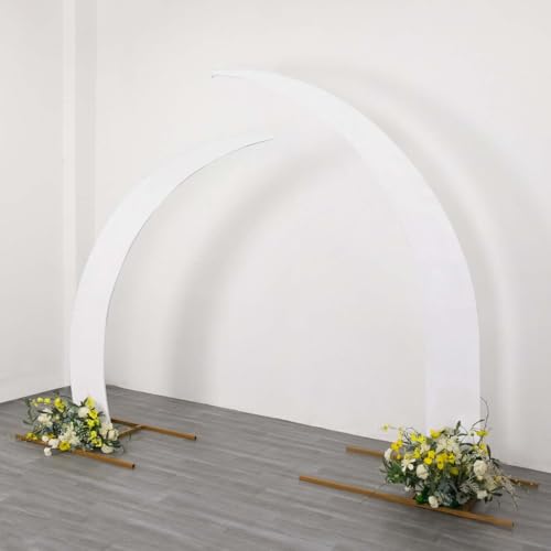 Efavormart 2 Pack White Spandex Half Crescent Moon Arch Covers, Double-Sided Fabric Backdrop Sleeves for 6.5ft and 8ft Curved Stand Decor - color: White, size: Cover Set - 6.5ft & 8ft