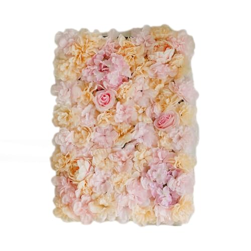 Efavormart Pack of 4 | 13 Sq. Ft. Pink Champagne Silk Flower Wall Panels, 3D Floral Backdrop Mat with Peonies and Hydrangeas for Bridal Showers and Photo Booths - color: Pink/Champagne