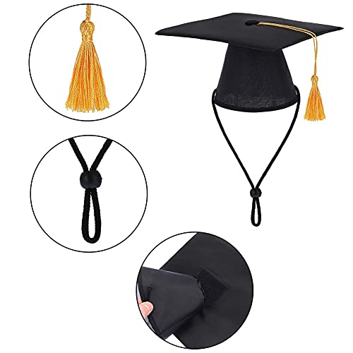 1 Piece Black Pet Graduation Hat with Yellow Tassel Pet Graduation Costume Apparel for Photo Prop Costume for Dogs Cats Holiday Accessory