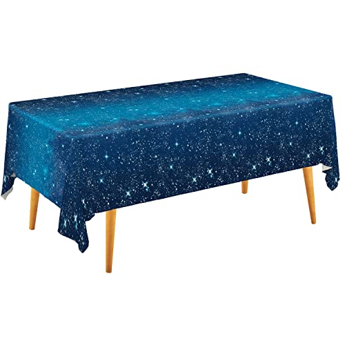 Space Tablecloth Gatherfun Space Stars Theme Party Supplies Starry Night Tablecloth Waterproof Plastic Galaxy Table Cover for Birthday Party Decorations 54x108 Inch 3PCS - style: Space