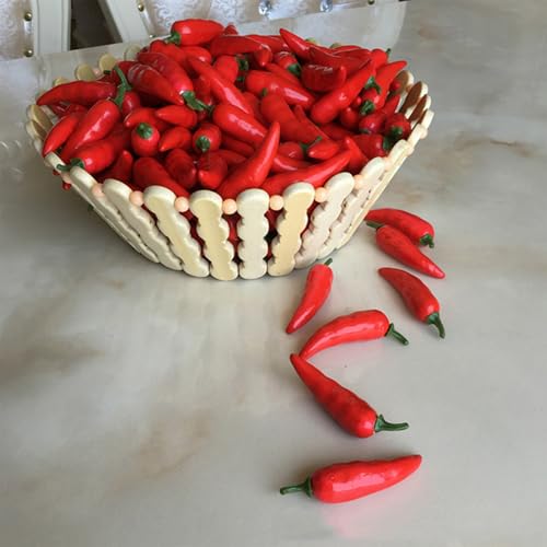 80pcs Realistic Mini Artificial Chili Peppers Simulated Red Pepper Food Model Props for Photography Kitchen Styling Festival Table Display and Event Decoration