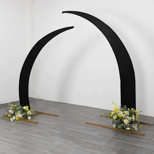 Efavormart 2 Pack Black Spandex Half Crescent Moon Arch Covers, Double-Sided Fabric Backdrop Sleeves for 6.5ft and 8ft Curved Stand Decor - color: Black, size: Cover Set - 6.5ft & 8ft