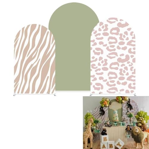 Jungle Green Solid Arch Backdrop Cover with Stand for Safari Birthday Party Arched Frame Stretchy Fabric Covers Baby Shower Boys Parties Supplies Decorations Props3.3x6.5FT - color: 97green, size: 3.3x6.5ft cover+stand