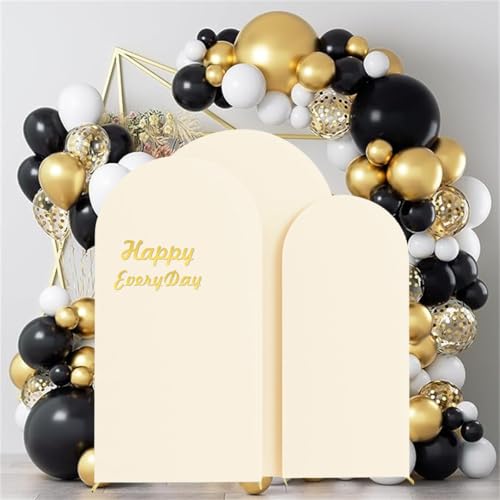 HAINARverS Set of 3 Wedding Arch Cover 6FT,6.6FT,7.2FT Spandex Fitted Stretchy Arch Stand Covers,2 Sided Round Top Chiara Backdrop Cover for Birthday Party Banquet Baby Shower Arch Decoration(Beige) - color: Beige, size: 6FT,6.6FT,7.2FT