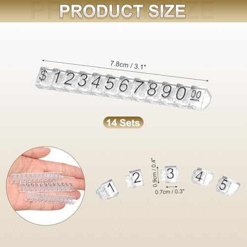 uxcell 14 Set Price Display Cube, Adjustable Price Tag Stand Removable Mini Tag Number Letter Price Dollar Block Kit for Jewelry Retail Shop Price Signs (Clear/Black, 3.1" Length) - color: Clear/Black, size: 7.8"