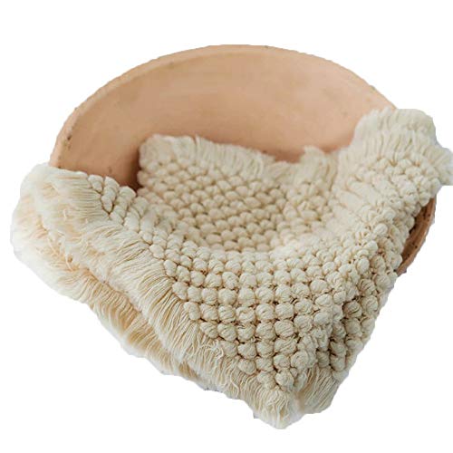 Zeroest Baby Photography Props Basket Braid Wool Wrap Newborn Photo Shoot Baskets Filler Posing Stuffer Background Blanket (Beige) - color: Beige