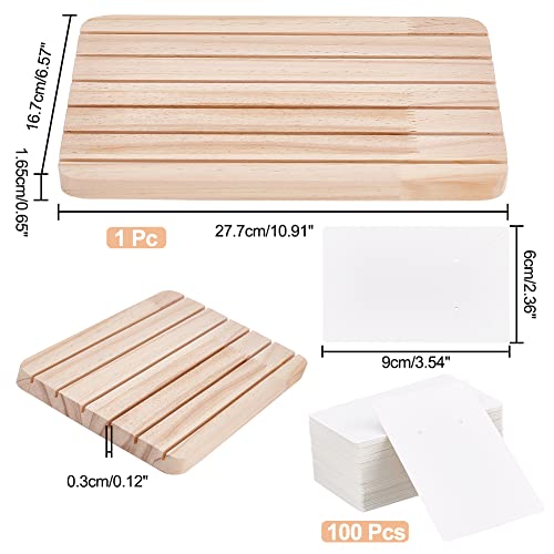 NBEADS Wood Earring Display Stands, 6 Slots Jewelry Earring Ring Display Holder Wood Earring Business Card Holder Display with 100 Pcs Jewelry Display Cards for Home Retail Store, 6.57x10.9 - color: 6 Slots Wooden 6.57x10.9"