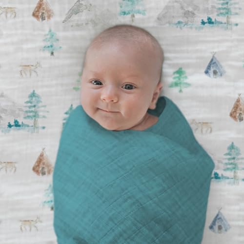 SwaddleDesigns Cotton Muslin Swaddle Blankets for Baby Boy & Baby Girl, Set of 4, Neutral Receiving Blankets for Newborn, Baby Registry & Gift, 46x46 inches, Oceana - color: Oceana