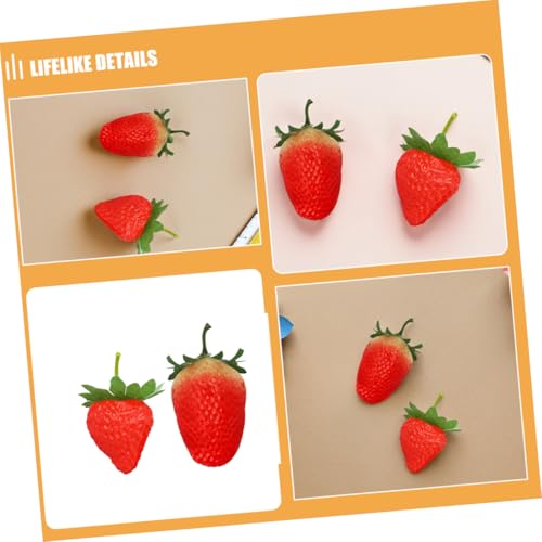 GANAZONO 30pcs Realistic Plastic Fake Strawberries, Artificial Red Berries Set with Small and Large Sizes, Lifelike Faux Fruit for Home Kitchen Party Decoration and Photography Props