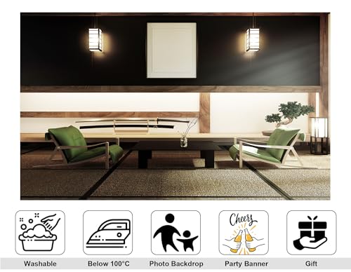 8x8ft Japanese Style Living Room Backdrop Samurai Sword Display Tatami Mat Photography Background for Samurai Themed Party and Home Decor Tapestry Photo Booth Props - size: 8x8ft