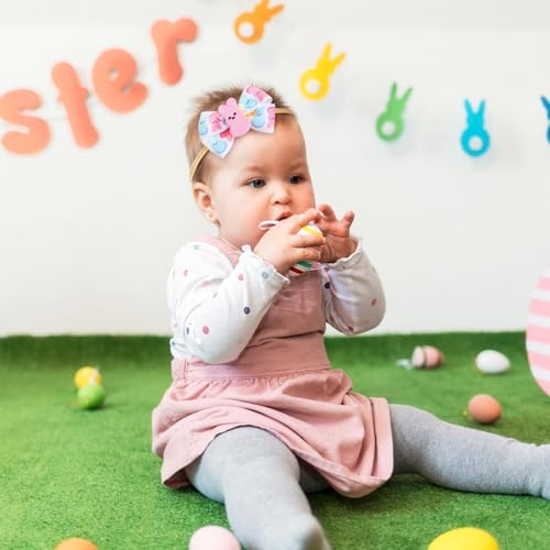 Bunny Hair Bow Pink Rabbit Bowknot Ribbon Easter Spring Hair Accessories 1PC Headband for Baby Girls - color: 1PC Headband