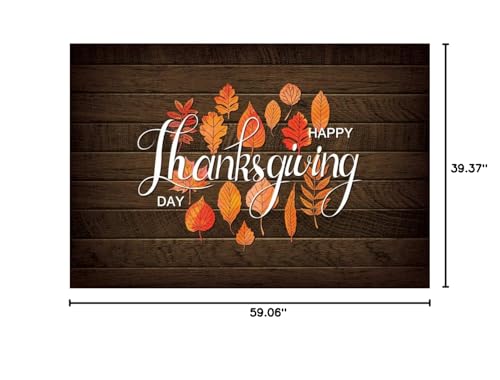 5x3ft Polyester Happy Thanksgiving Backdrop Fall Maple Leaves Rustic Brown Wooden Board Photography Background for Autumn Harvest Party Theme Banner Decor YouTube Photo Props - size: 5x3ft-Polyester