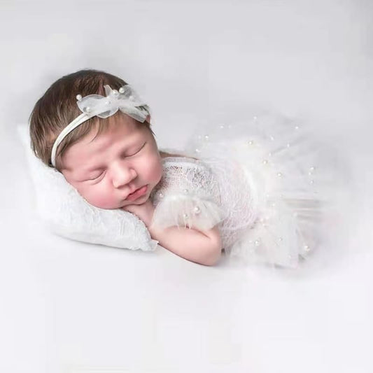 Newborn Photography Outfits Girl Baby Photo Tutu Dress Newborn Photoshoot Romper Baby Picture Lace Outfit - color: Pink6