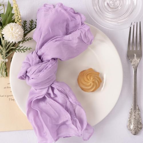 MLMC 100 Pack Cheesecloth Napkins Bulk Dinner Cloth Napkins 21"x21" Boho Reusable Lavender Cloth Napkins in Bulk for Wedding Bridal Baby Shower Events Table Decor Lilac - color: Lilac, size: 21" x 21" (Set of 100)