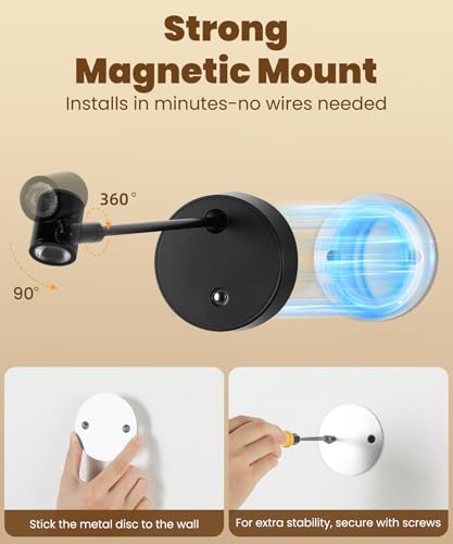 Wireless Battery Operated Picture Light for Wall,3 Color LED Art Lighting for Paintings,Magnetic Rechargeable Dimmable Poster Lights,Remote Control Gallery Light with Timer, Black (1 Pack) - color: 1 Pack
