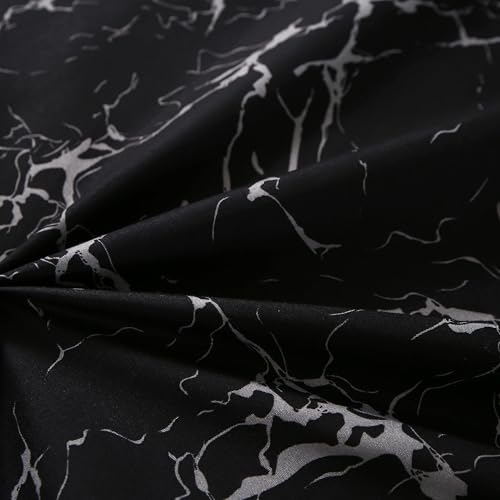 MAG 3pcs Black Marble Twin Bed Sheet, Super Soft Microfiber Marble Bedding Included 1 Fitted Sheet with 2 Pillowcases, 14 Inches Deep (Twin, Black) - color: Black-marble, size: Twin
