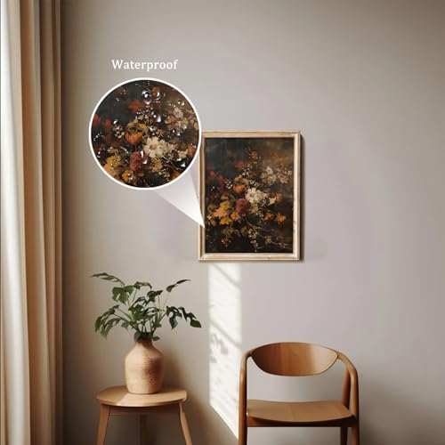 uniro Vintage Floral Wall Art Print, Moody Dark Autumn Flower Wall Painting, Retro Botonical Fall Wall Decor, Vintage Posters for Room Aesthetic for Bedroom Living Room Bathroom Wall Decor(8" x 10"-UNFRAMED) - color: Floral