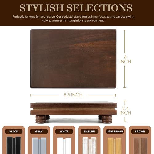 EOSAHR Rustic Wood Riser Display Stand for Home Decor – Farmhouse Riser for Decor as Cake Stand & Soap Holder - Ideal for Displaying Bathroom Accessories (Dark Acacia Wood) - color: Dark Acacia Wood