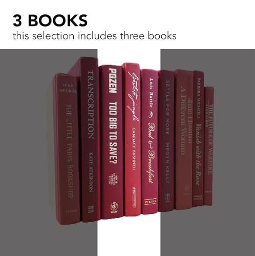 Decorative Accent for Home Decor – Real Books by Color® Interior Styling Piece for Bookshelf, Coffee Table, Design Display (Set of 3, Red) - color: Red, size: Set of 3
