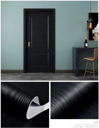 Black Wallpaper - Wood Peel and Stick Wallpaper – Black Wood Self-Adhesive & Removable Wall paper for Countertop Furniture Kitchen Wall, Countertop Contact Paper, Easy to Clean, 17.7 ''× 984'' Vinyl - size: 17.7" x 984"
