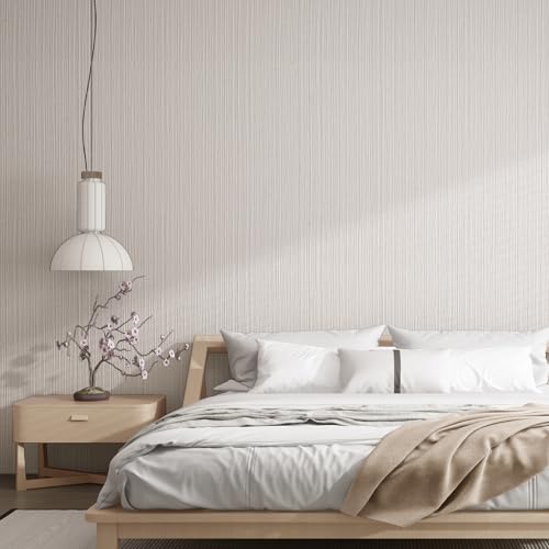 Beige Faux Grasscloth Wallpaper Peel and Stick Linen Textured 24"x394" Upgraded Thick Self-Adhesive Waterproof Neutral Decorative Contact Paper Vinyl Film Roll for Wall Bedroom Kitchen - color: Beige, size: 23.6" x 393"