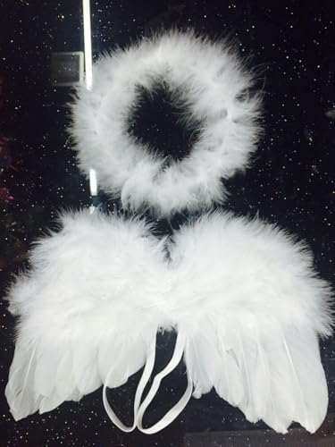 Holibeat 0-6M Newborn Baby Angel Wings with Feathers Newborn Photography Posing Props with a Headband (white1) - color: white1