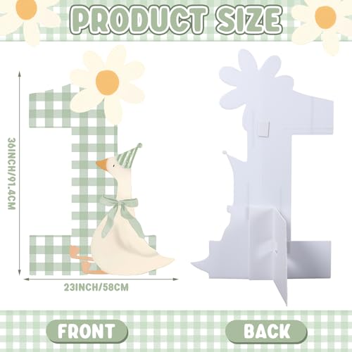 Croblissful One Silly Goose Party Decorations 1st Birthday Backdrop Duck Animal Background Prop for Birthday Baby Shower Party Supplies(Sage Green,One Goose) - color: Sage Green, style: One Goose