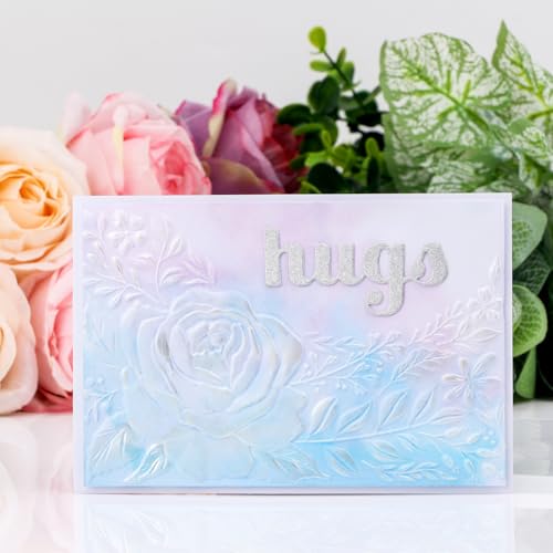 BAOFALI 3D Embossing Folder for Card Making, Rose Clear Plastic Texture Fades Embossing Folder Template for Scrapbooking and Other Paper Craft Album Stamps DIY Decoration - color: Rose Clear