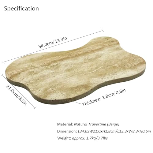 Cloud Shaped Travertine Vanity Tray, 13.3 x 8.3 Inch Natural Stone Decorative Catchall Tray for Bathroom Countertop, Beige Marble Jewelry Dish Perfume Tray for Coffee Table Dresser Nightstand - color: Beige