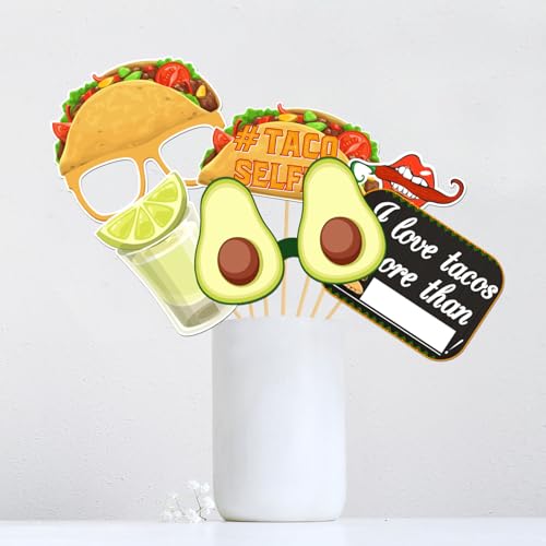 Taco Party Photo Booth Props Cinco De Mayo Birthday Photoshoot Mexican Fiesta Party Photography Props Favor Centerpiece Sticks Decorations 15 PCS