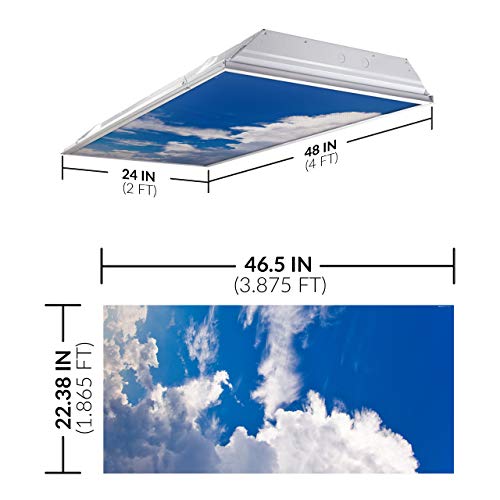 Fluorescent Light Cover for Classroom Ceiling Lights Clouds - Premium Backlit Film Insert 2x4 (22.38"x46.5") Florescent Fixture (Pack of 1) School, Office, Sensory, Improve Focus, Eliminate Headaches - color: Heavenly Cumulus, size: 1pk